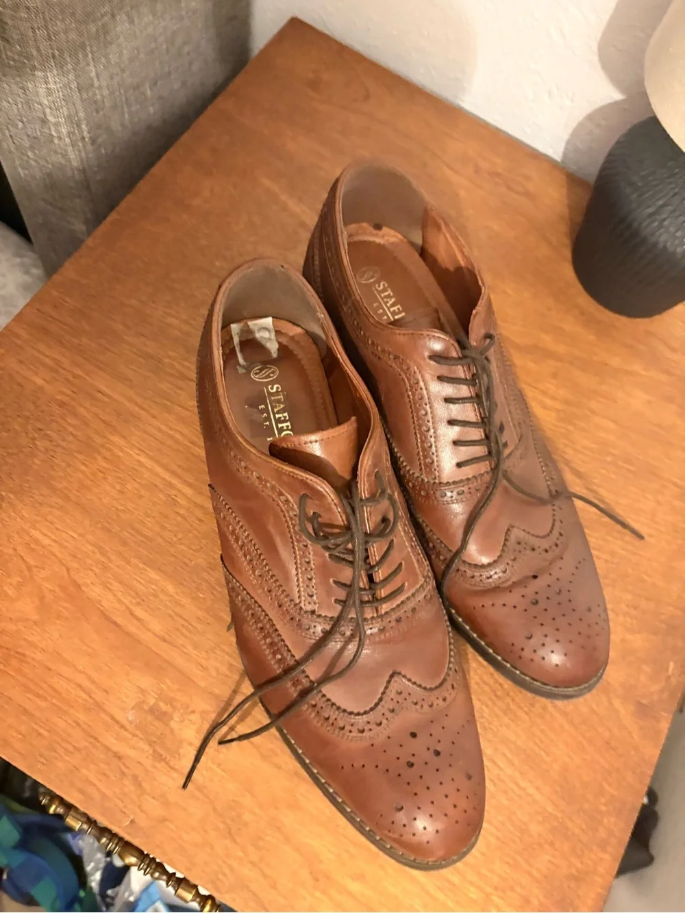 Stanford Men's Brown Leather Wingtip Oxfords - Classic Dress Shoes